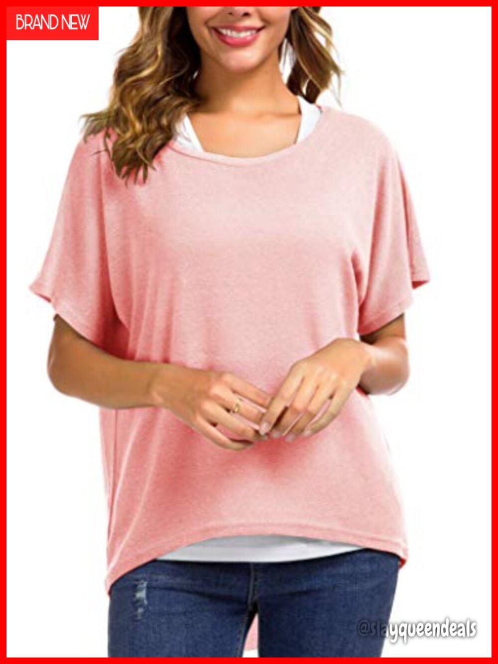 Oversized Batwing Sleeve Pullover Sweater High Low Hem Knitted Tunic Top